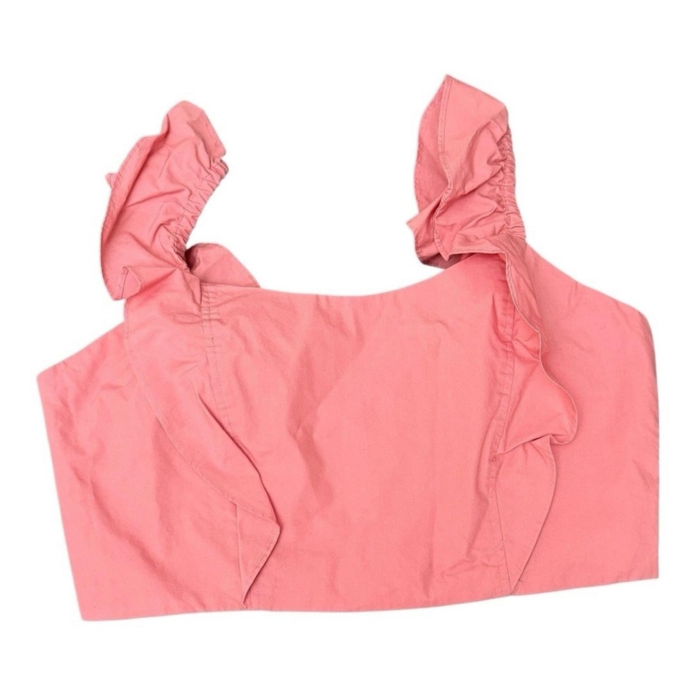 Aritzia wilfred Sandrine ruffle crop tank top blouse sleeveless pink low back 10